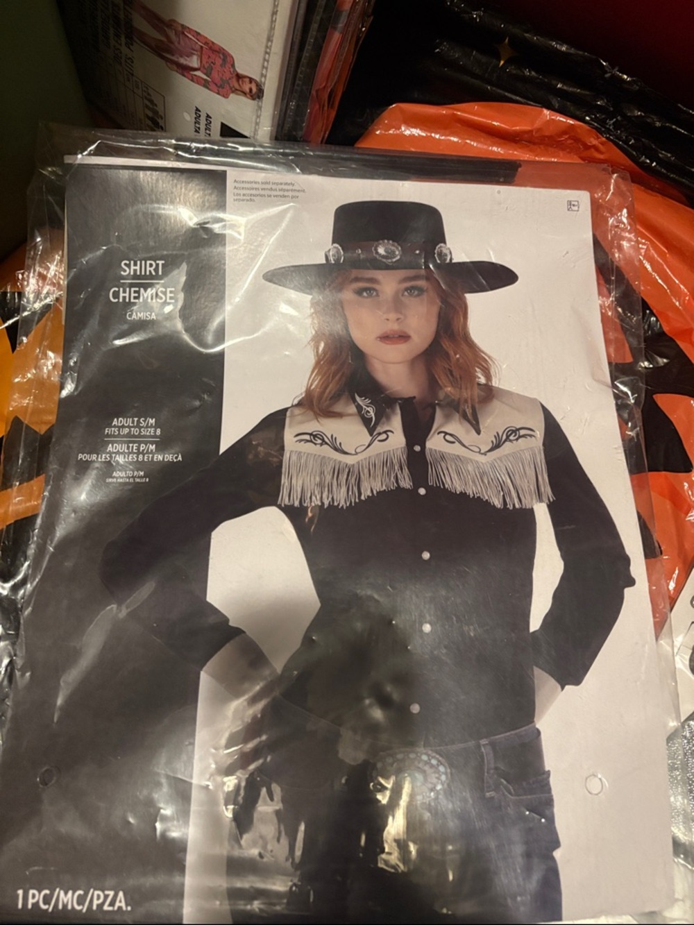 Fringe Western Shirt - Black with Cream Yoke